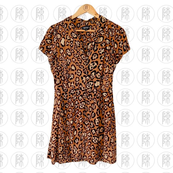 Topshop Dresses & Skirts - Topshop Leopard Print Tan & Brown Mini Dress Size 10